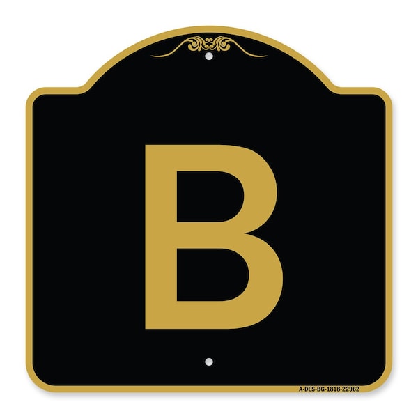 Signmission Designer Series Sign-Sign W/ Letter B, Black & Gold Aluminum Sign, 18" x 18", BG-1818-22962 A-DES-BG-1818-22962 - main